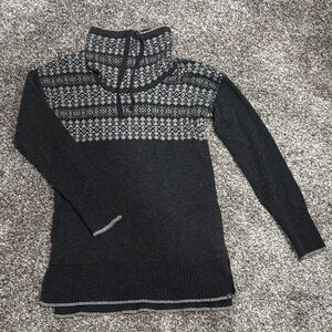 Eddie Bauer Black and Gray Cowl Neck Sweater